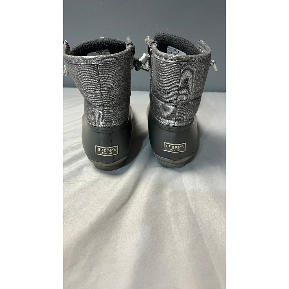 Sperry Top-Sider Saltwater Metallic Grey Silver Duck Boots STS80772 Womens 9.5 - Picture 2 of 13